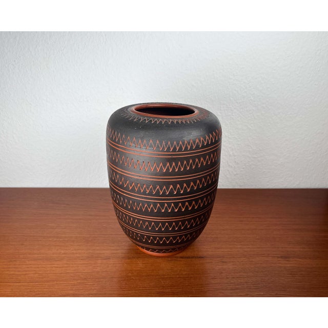 Brown Large Mid-Century Modern German Studio Pottery Vase from Rudi Stahl, 1960s For Sale - Image 8 of 8