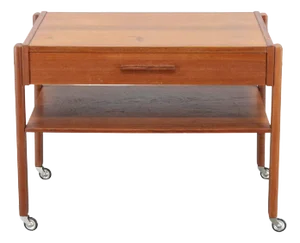 Danish Teak Sewing Cart or Side Table, 1960s