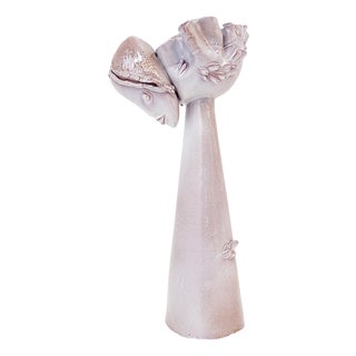 Sculpture Female Face Flower Vase in Ceramic For Sale