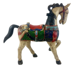 Carved Hand-Painted Wooden Horse, 19th Century