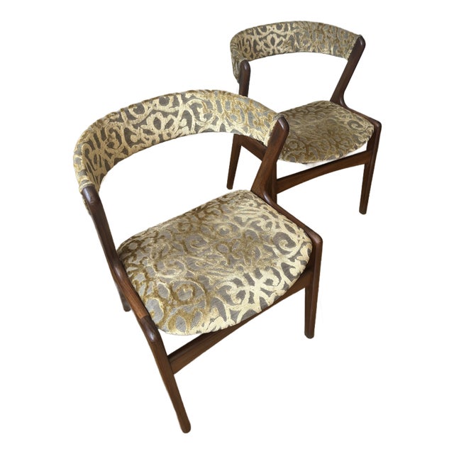 Pair of Teak Upholstered Danish Modern Chairs Attributed to Kai Kristiansen For Sale
