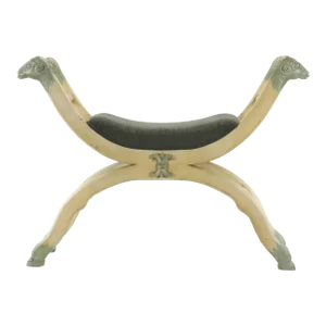 Vintage Henry II Style Statue X Frame Curule Stool