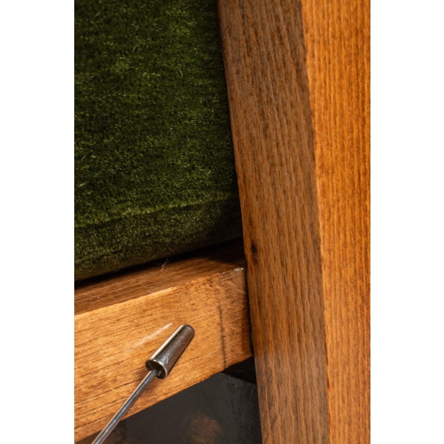 Rare Restored Danish Mid-Century Modern High-Back Lounge Chair in Beech, Velour & Brass Attributed to Dan Johnson for Selig, Denmark, C. 1950s For Sale - Image 16 of 18