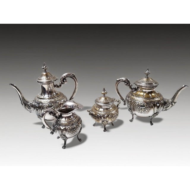 Baroque Rococo Baroque Style Silver-Plated Coffee and Tea Set, 1890s, Set of 4 For Sale - Image 3 of 18