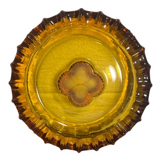 Late 20th Century Coin Glass Amber Double Ashtray by Fistoria For Sale