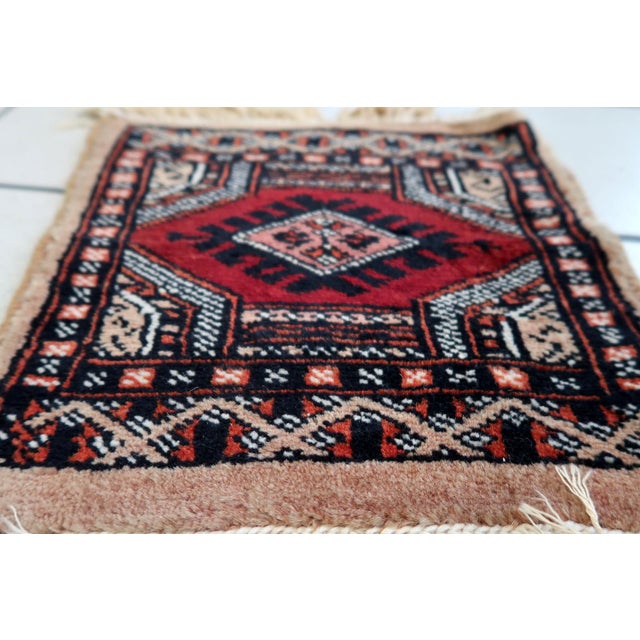 1960s, Handmade Vintage Uzbek Bukhara Mat Rug 1' X 1' For Sale - Image 4 of 8