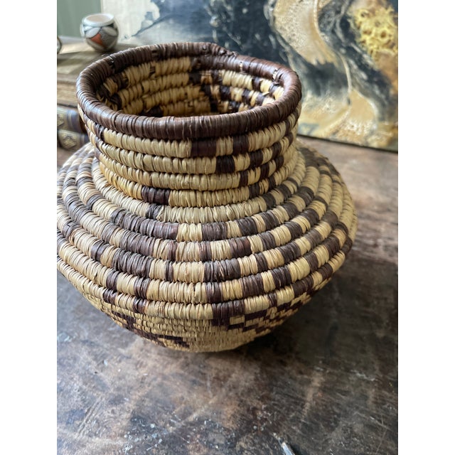 Wood 1980s Tribal Figural Coiled Basket Olla For Sale - Image 7 of 10