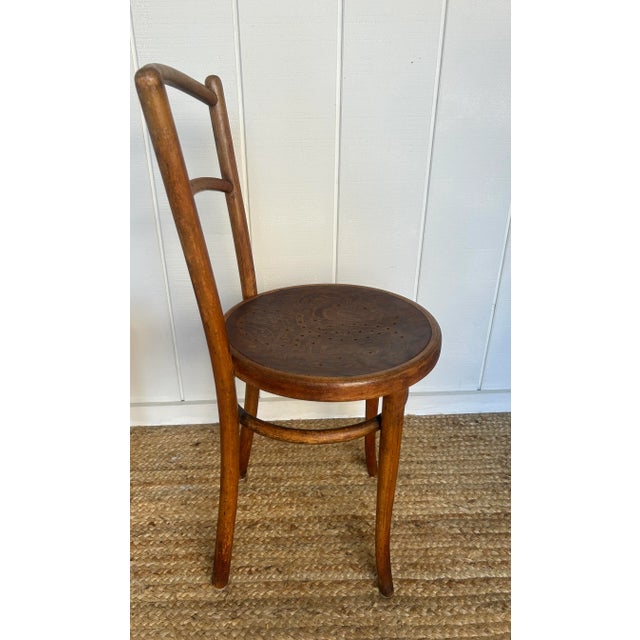 Art Nouveau Austrian Art Nouveau Bentwood Chair With Patterned Seat, J. & J. Kohn, 1900s--a Pair For Sale - Image 3 of 9