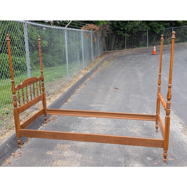 Wood Vintage Twin XL Ethan Allen Maple Wood Poster Bedframe For Sale - Image 7 of 11