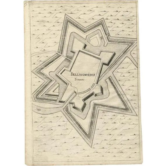 Antique Map of Fortification of Bellingwolderschans, 1673 For Sale