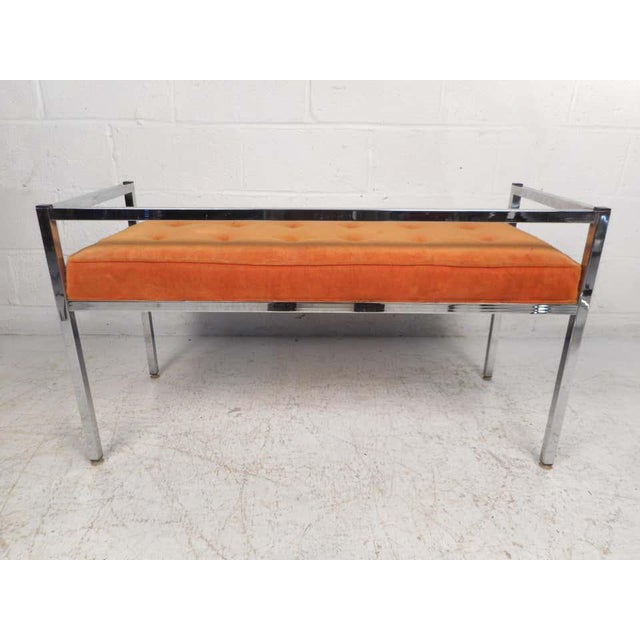 Modern 1970s Mid-Century Chrome-Framed Settee For Sale - Image 3 of 12