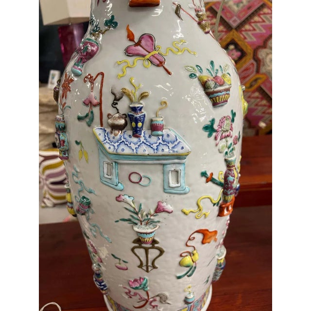 19th Century Famille Rose Lamps - A Pair For Sale - Image 11 of 13