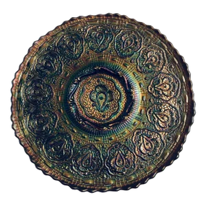 1970s Fenton Black Amethyst Carnival Glass Iridescent Plate