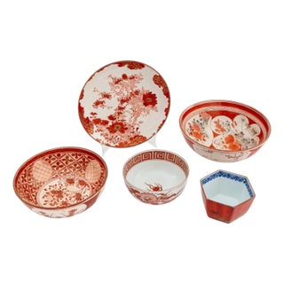 Kutani Ware Porcelain Tableware, 5 PCS For Sale