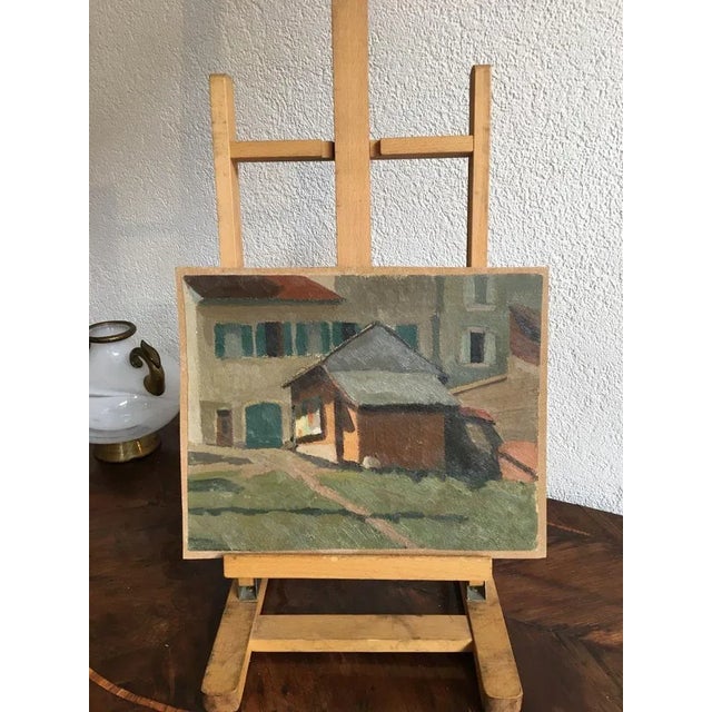 Work painted on paper and pasted on wood panel. Artist born in 1905. Died in 1988. This piece has an attribution mark, I...