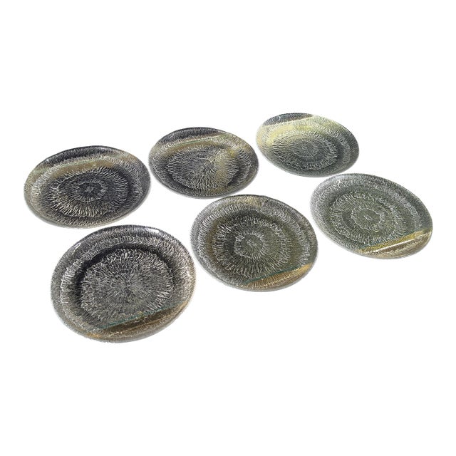 Iittala Solaris Glass 9.75" Dinner Plates by Tapio Wirkkala, Finland, 1970s - Set of 6 For Sale