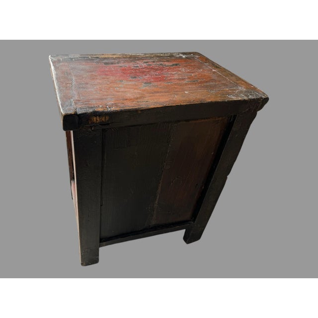 Chinese Antique Oriental Paint Decorated Double Door Cabinet For Sale - Image 3 of 9