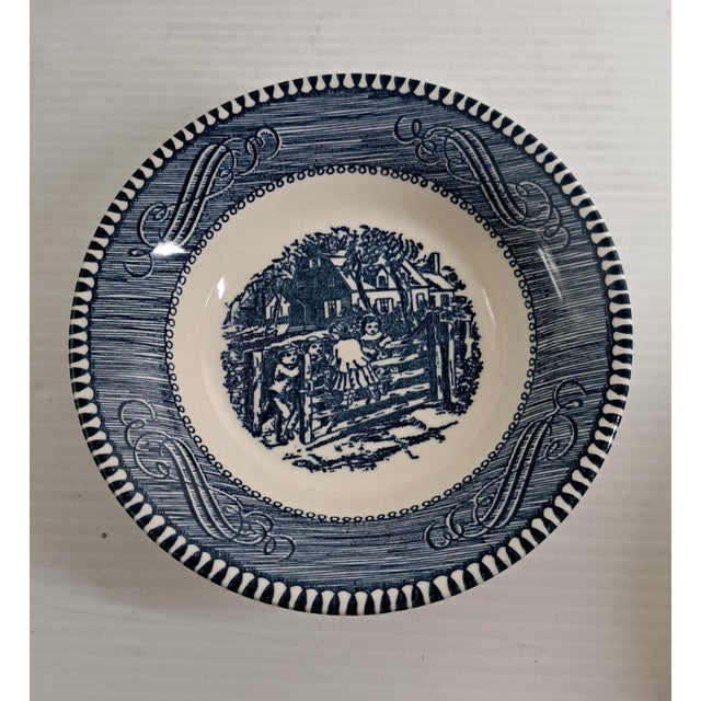 Vintage Currier & Ives Royal “The Old Farm Gate” 5 5/8" Fruit Dessert Bowls - Set of 9 For Sale - Image 11 of 12