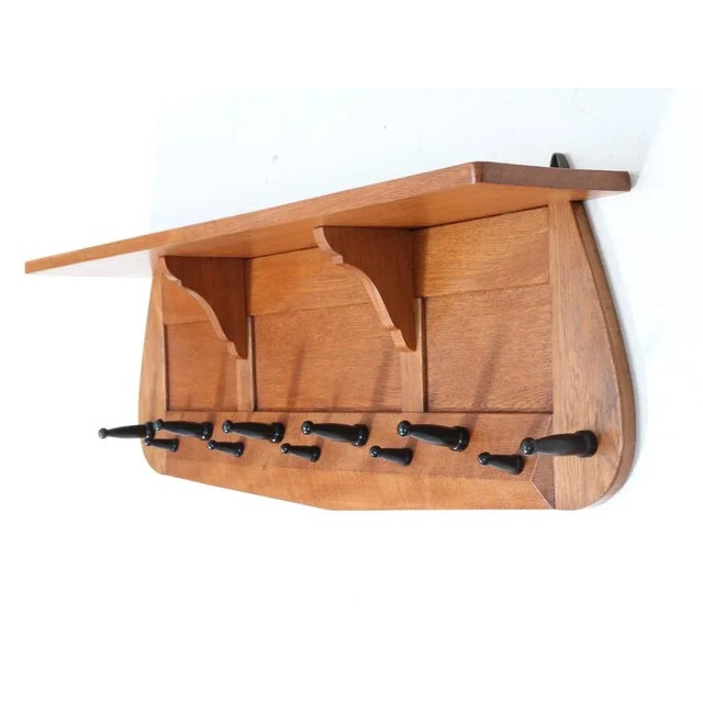 Art Deco Amsterdamse School Wall Coat Rack in Oak, 1920s For Sale - Image 4 of 9