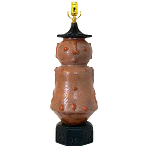 Mid 20th Century Chinoiserie Style Figural Pottery Attendant Lamp