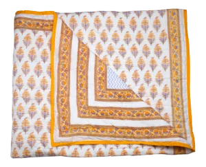 Juhi Reversible Quilt, King - Yellow & Periwinkle