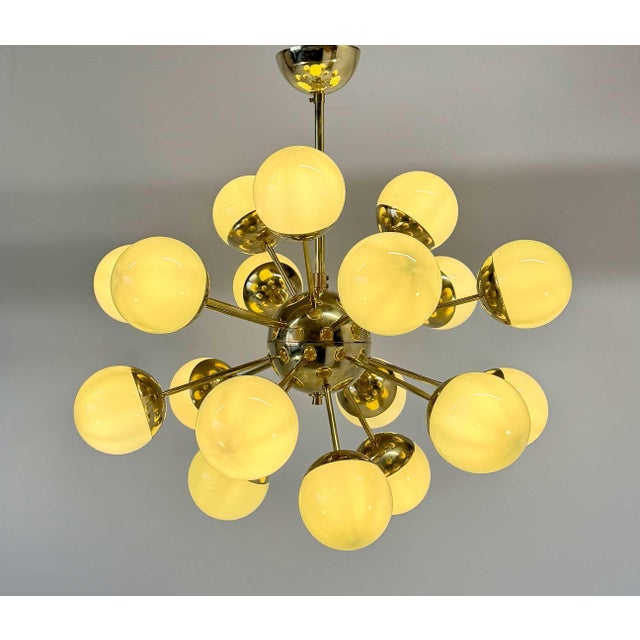 Brass and Murano Glass Sputnik Chandelier in Sage Green, 2000s For Sale - Image 4 of 12