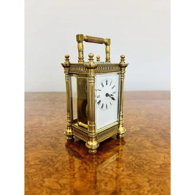 Victorian Ornate Brass Carriage Clock, 1860s For Sale - Image 4 of 5