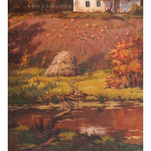 1990s Ukrainian Impressionism Oil Painting: Autumn Rural Landscape, 1990 61-56 For Sale - Image 5 of 6