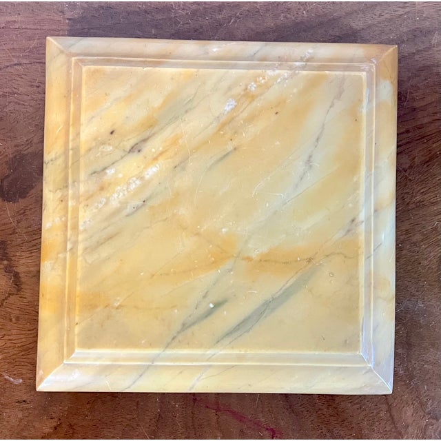 Antique 19th Century Italian Grand Tour Siena Marble Square Trivet or Dispay Base Plinth With Brass Feet For Sale - Image 9 of 13