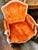 Orange Pair of Large Vintage French Louis XV Painted Bergeres For Sale - Image 8 of 10