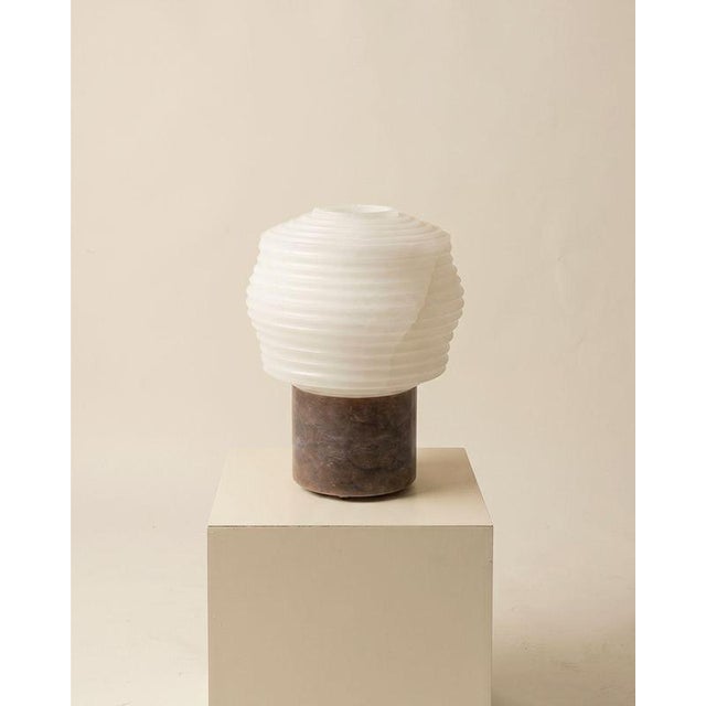Brown Papyrus Alabaster Table Lamp by Luis Gimeno For Sale - Image 8 of 9