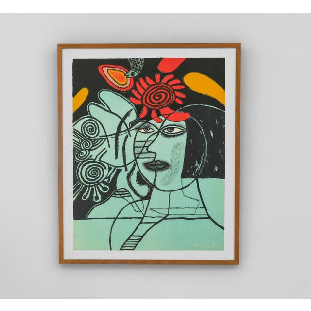 Black Guillaume Corneille (1922-2010), Visage de Femmes, Framed Lithograph, 1991 For Sale - Image 8 of 8