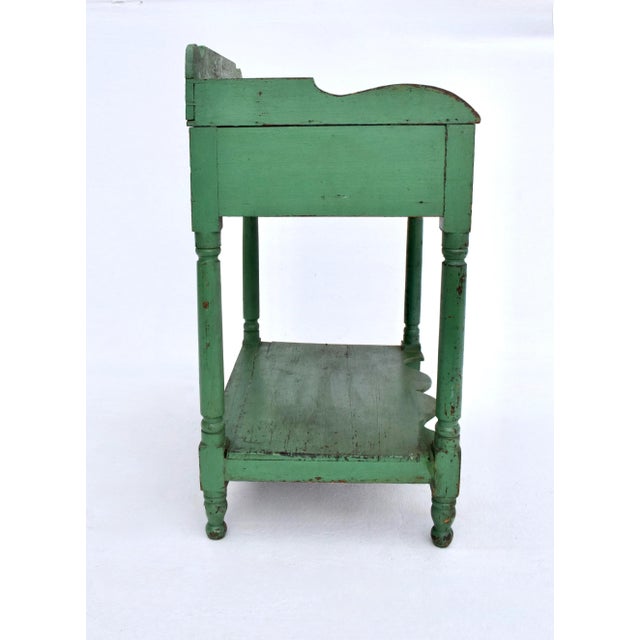 Antique Two Tier Wash Stand, Dovetail Joinery, Original Green Paint For Sale - Image 12 of 15