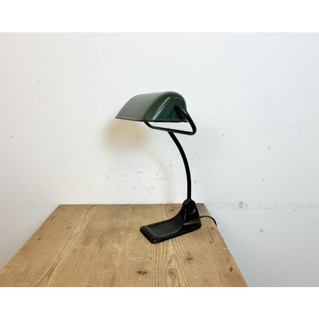 Bauhaus Green Enamel Bank Lamp from Bur, 1930s For Sale - Image 3 of 18