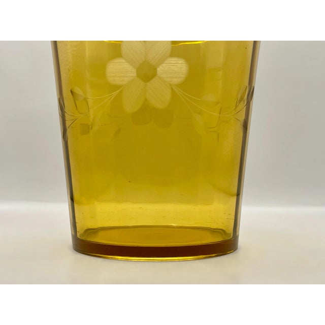 Amber 1930’s Amber Etched Glass Ice Bucket For Sale - Image 8 of 12