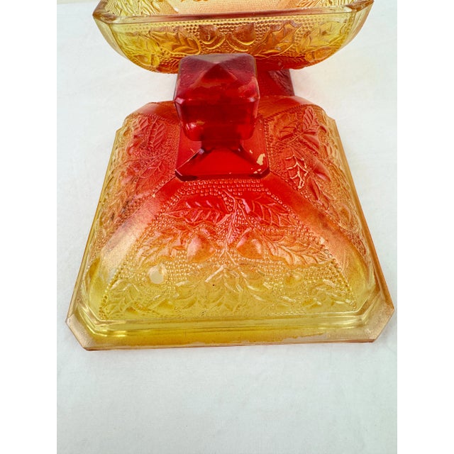 Mid-Century Modern 1960s Jeannette Glass Vintage Amberina Acorn and Oak Leaf Candy Dish For Sale - Image 3 of 6