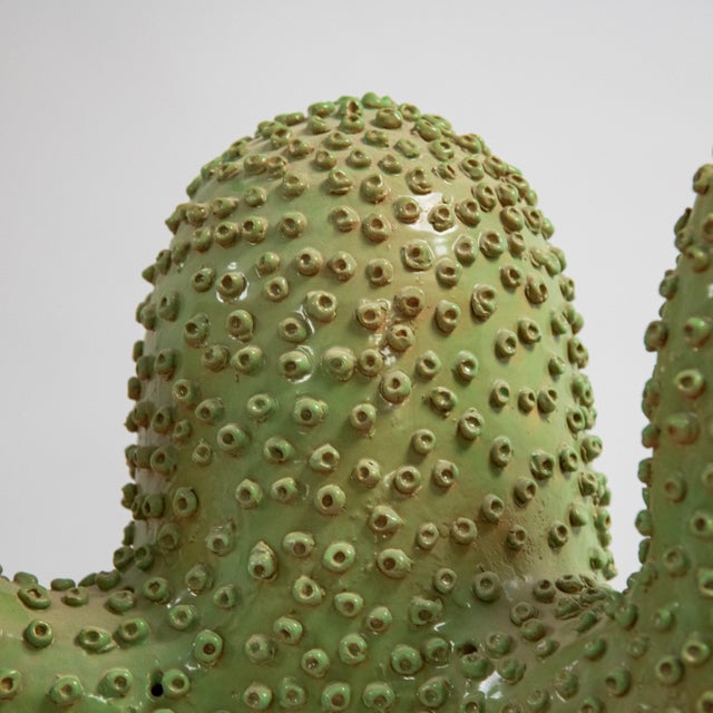Green Sculpture in the Shape of a Cactus, 1970s, Ceramic For Sale - Image 8 of 12