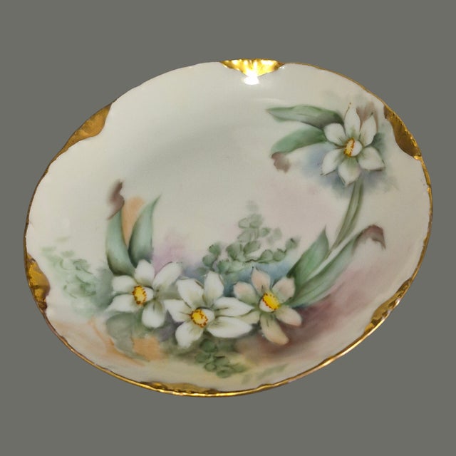 Vintage r.c. Versailles Bavaria Painted Gilded White Floral Porcelain 4piece Tea Set For Sale - Image 4 of 9