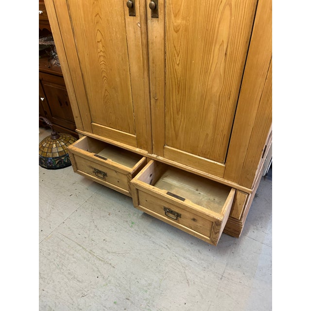 Traditional Antique Irish Pine Armoire Cabinet For Sale - Image 3 of 12