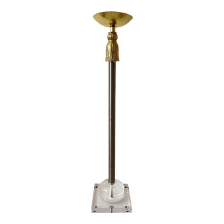 Late 20th Century Tall Brass Tassel Candle Stick Holder For Sale