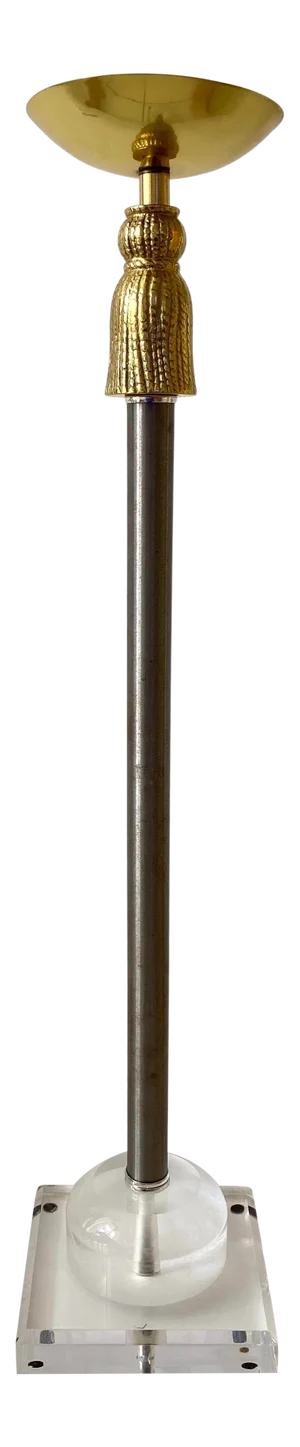 Late 20th Century Tall Brass Tassel Candle Stick Holder