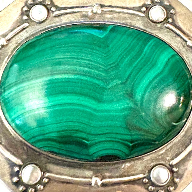 1900 - 1909 Carl Weishaupt Art Nouveau Silver and Malachite Box Circa 1900 For Sale - Image 5 of 9