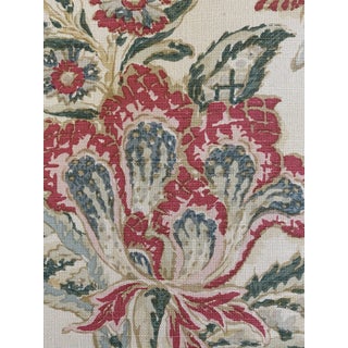 Bennison Linen Fabric Cockatoo - Faded on Oatmeal 6 Continuous Yards For Sale