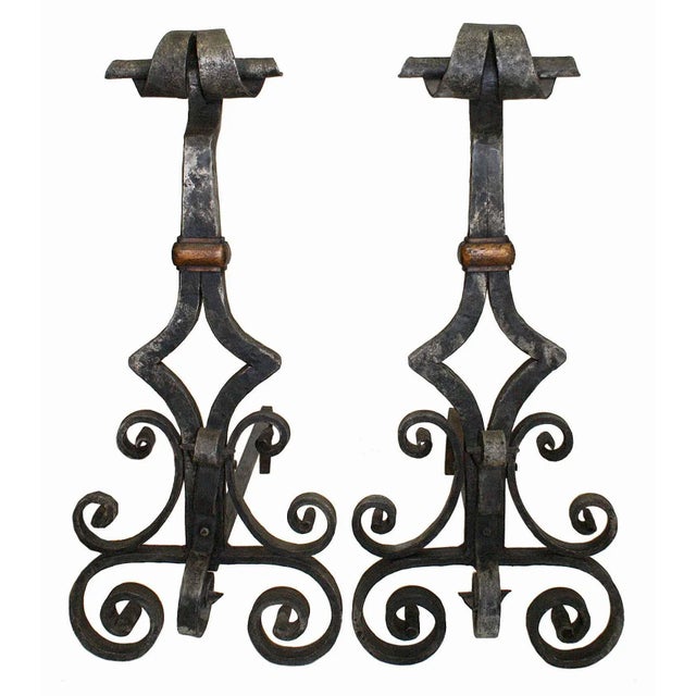 Traditional Antique Andirons - A Pair For Sale - Image 3 of 3