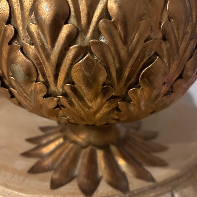 Vintage pineapple toleware with green palm top. Made in Italy clasp is visible. Some minor wear on green palm. Sold as a...