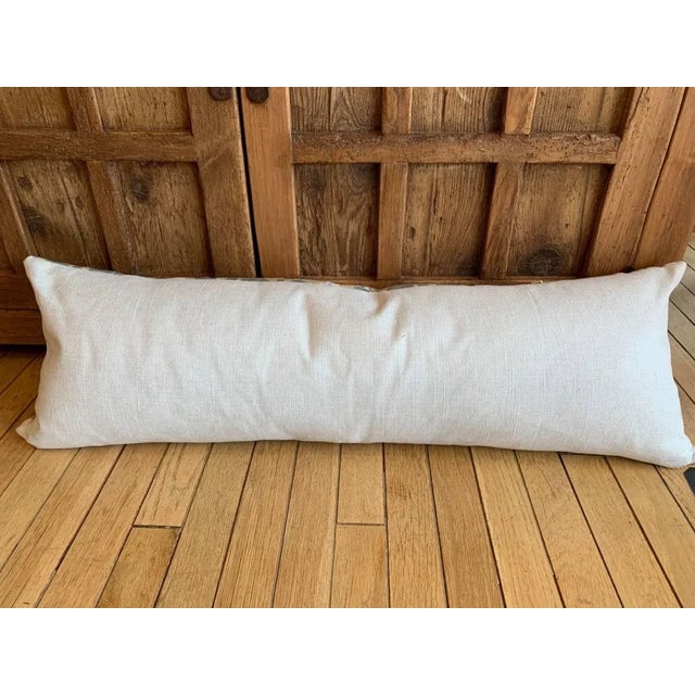 Textile Raw Silk Ikat Long Lumbar Decorative Pillow in Green, Tan For Sale - Image 7 of 7