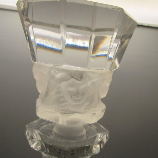 Glass 1920s Art Deco Bacchantes Nude Dancing Women Decanter With Original Faces Stopper No Chips For Sale - Image 7 of 14