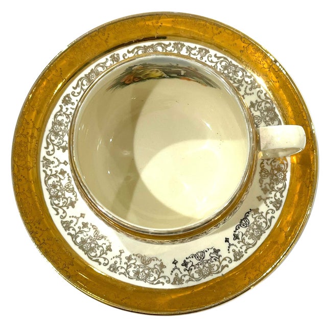 Mid 20th Century 22 Carat Crest-O-Gold Cup Sand Saucers by Sabin - 6 Sets - 12 Pieces For Sale - Image 6 of 13