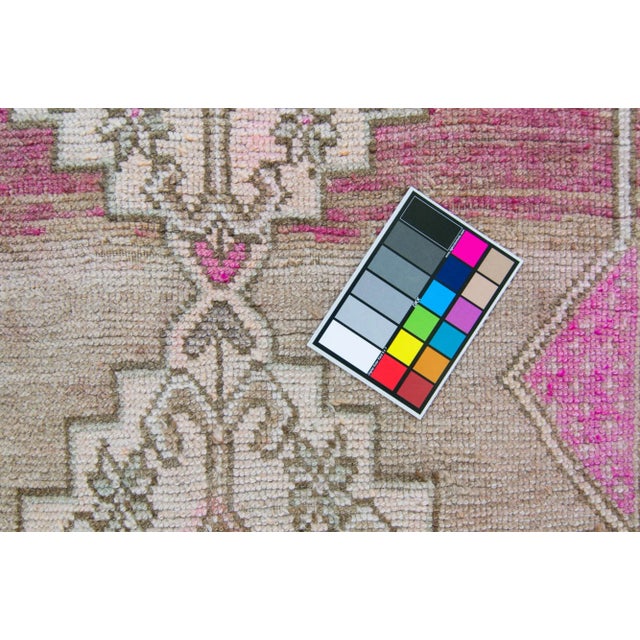 Beige 1980s Vintage Kurdish Pastel Medallion Wool Pile Hand-Knotted Runner For Sale - Image 8 of 11