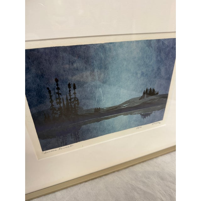 Circa 1990 George Weber Auroras Borealis Watercolor, Signed For Sale - Image 10 of 12
